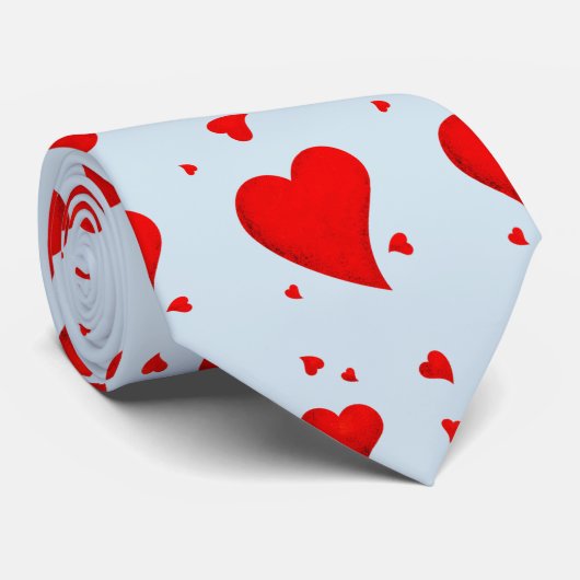 Rode harten stropdas (Opgerold)