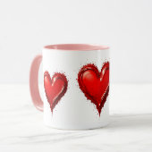 Rode harten, Symbool van een Sincère. Mok (Voorkant links)
