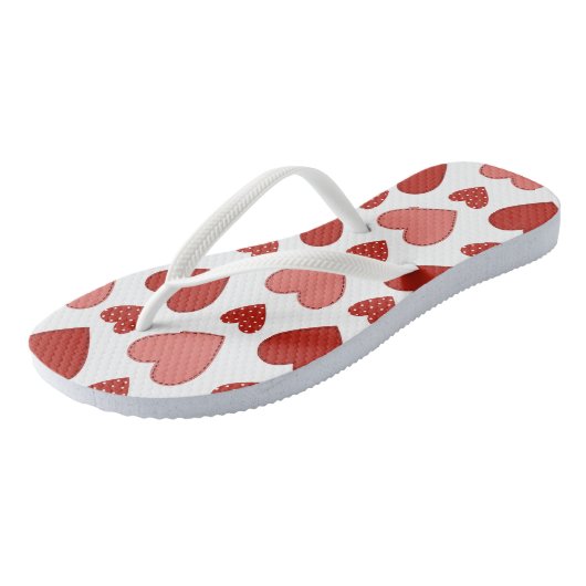 Rode harten teenslippers (Schuin)