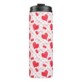 Rode harten, tekst, "hou van je". thermosbeker (Voorkant)