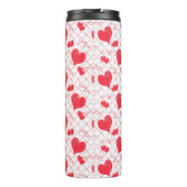 Rode harten, tekst, "hou van je". thermosbeker (Achterkant)