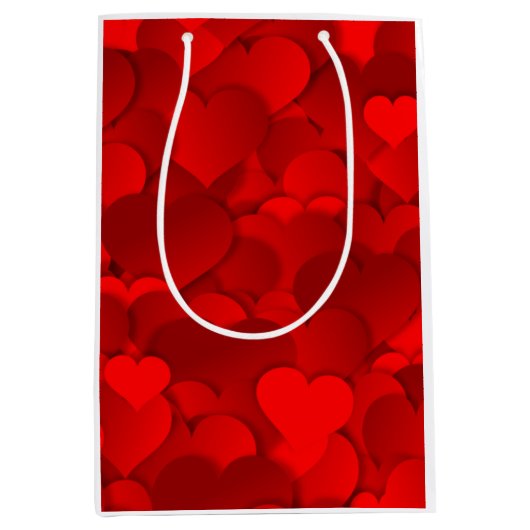 Rode harten textuur medium cadeauzakje (Voorkant)