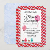 Rode harten Valentijn Verjaardagsfeestje Kaart (Voorkant / Achterkant)