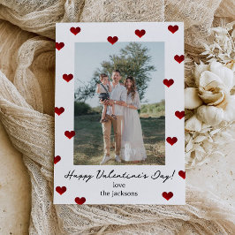 Rode harten Valentijnsdag foto vakantiekaart Kaart