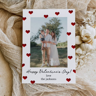 Rode harten Valentijnsdag foto vakantiekaart Kaart