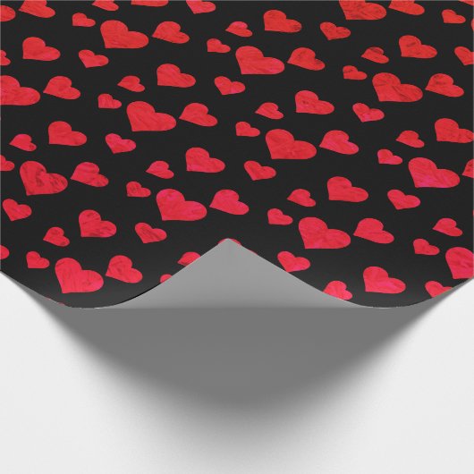 Rode harten Valentijnsdag ompakken papier (Hoek)