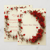 Rode Harten Valentijnsdag Trouwen Save The Date (Voorkant / Achterkant)