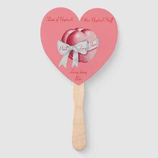 Rode harten vastgebonden met witte bogen voor de b handwaaier (Voorkant)