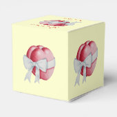 rode harten vastgemaakt met witte linten voor trou bedankdoosjes (Achterkant)