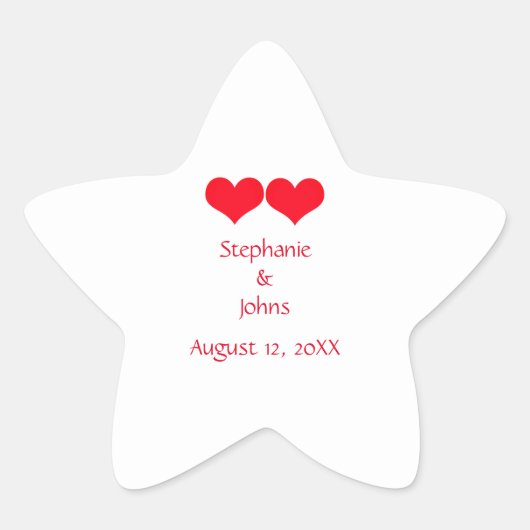 Rode harten verkreukkoppel rond Romantisch Verlovi Ster Sticker (Voorkant)