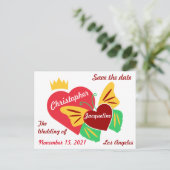 Rode Harten, Vlinder Save The Date Briefkaart (Staand voorkant)
