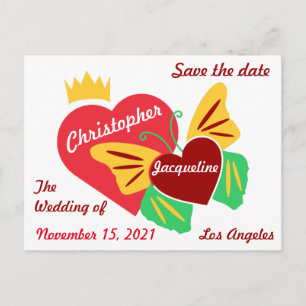 Rode Harten, Vlinder Save The Date Briefkaart