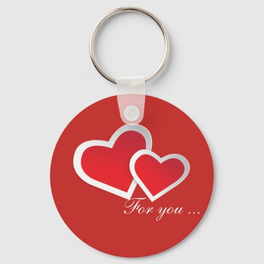 Rode harten voor jou ... Personaliseer knoop sleut Sleutelhanger (Voorkant)