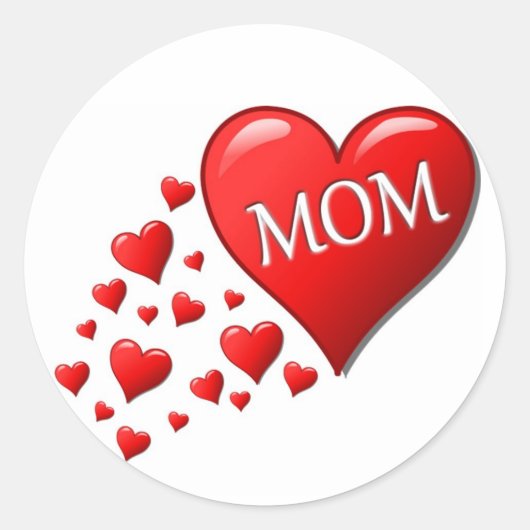 RODE HARTEN VOOR MOM RONDE STICKER (Voorkant)