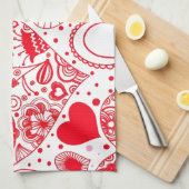 Rode harten voor Valentijnsdag Theedoek (Quarter Fold)