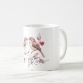 Rode Harten Ware Liefde Vogels Koffiemok (Voorkant rechts)