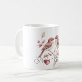 Rode Harten Ware Liefde Vogels Koffiemok (Voorkant links)