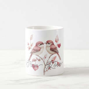 Rode Harten Ware Liefde Vogels Koffiemok