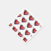 Rode harten Waterverf Harten Trouwservetten Servetten (Hoek)