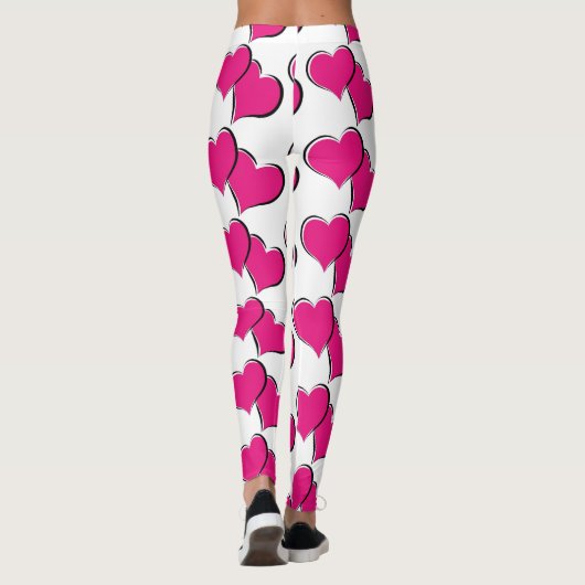 Rode harten wit leggings (Achterkant)