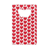 Rode harten Witte achtergrond Aangepaste Aangepast Creditkaart Flessenopener (Achterkant)