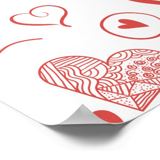 rode harten - witte achtergrond poster (Hoek)