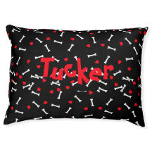 Rode harten witte Botten gepersonaliseerd hondenbe