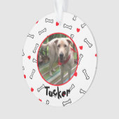Rode harten witte Botten hond foto Ornament (voorkant)