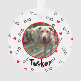 Rode harten witte Botten hond foto Ornament