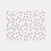 Rode harten Witte Botten Hond of Hondenliefhebber Fleece Deken (Voorkant (Horizontaal))