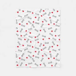 Rode harten Witte Botten Hond of Hondenliefhebber Fleece Deken