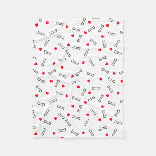 Rode harten Witte Botten Hond of Hondenliefhebber Fleece Deken