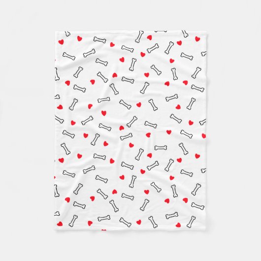 Rode harten Witte Botten Hond of Hondenliefhebber Fleece Deken (Voorkant)