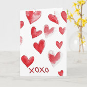Rode Harten XOXO Kaart (Gele Bloem)