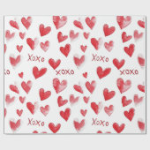 Rode Harten XOXO Valentijnsdag Cadeaupapier (Vlak)