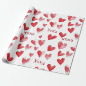 Rode Harten XOXO Valentijnsdag Cadeaupapier (Uitgerold)