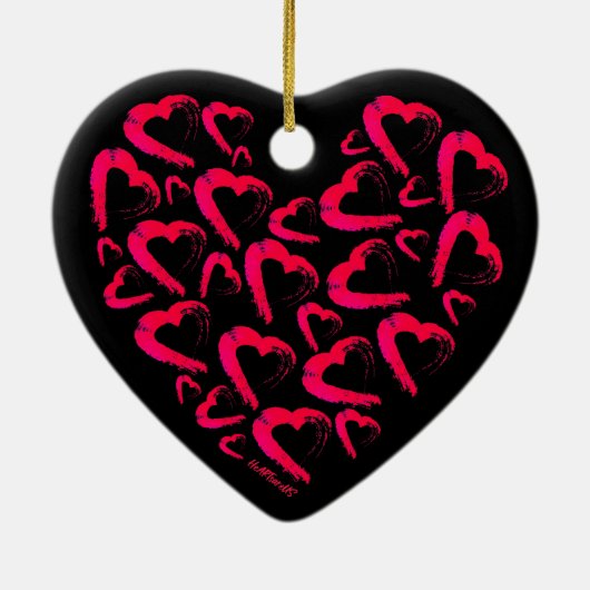 Rode harten zwart keramisch Ornament (Achterkant)