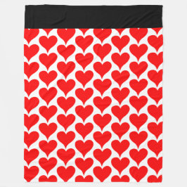 Rode harten zwart patroon fleece deken