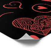 rode harten - zwarte achtergrond poster (Hoek)