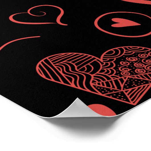 rode harten - zwarte achtergrond poster (Hoek)