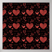 rode harten - zwarte achtergrond poster (Voorkant)