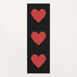 Rode harten zwarte achtergrond yogamat