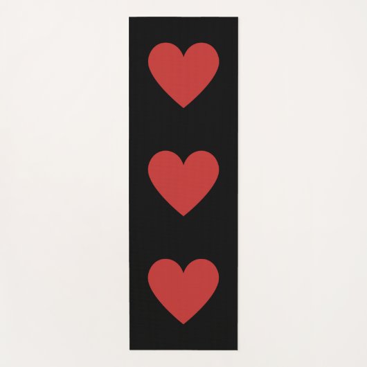Rode harten zwarte achtergrond yogamat (Voorkant)