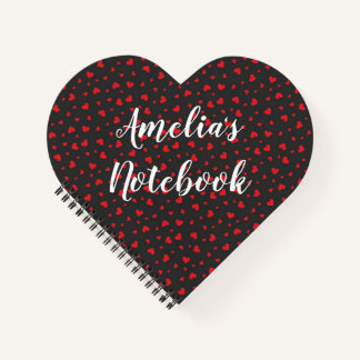 Rode harten - Zwarte Heart-laptop Notitieboek