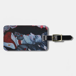 Rode Hartendame Alice Wonderland Fantasie Kunst Bagagelabel
