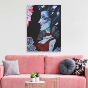 Rode Hartendame Alice Wonderland Fantasie Kunst Canvas Afdruk
