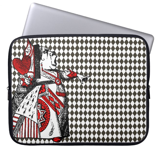 Rode Hartenkoningin Alice in Wonderland Diamonds Laptop Sleeve (Voorkant)
