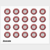 Rode hartenlijst ronde sticker (Vel)