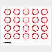 Rode hartenlijst ronde sticker (Vel)