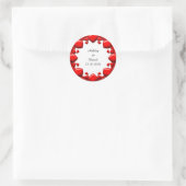Rode hartenlijst ronde sticker (Tas)